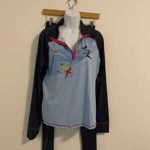 BORN Outdoor 2 PC Base Layer Set Leggings & 1/4 Zip Shirt Ski Womens Large NEW